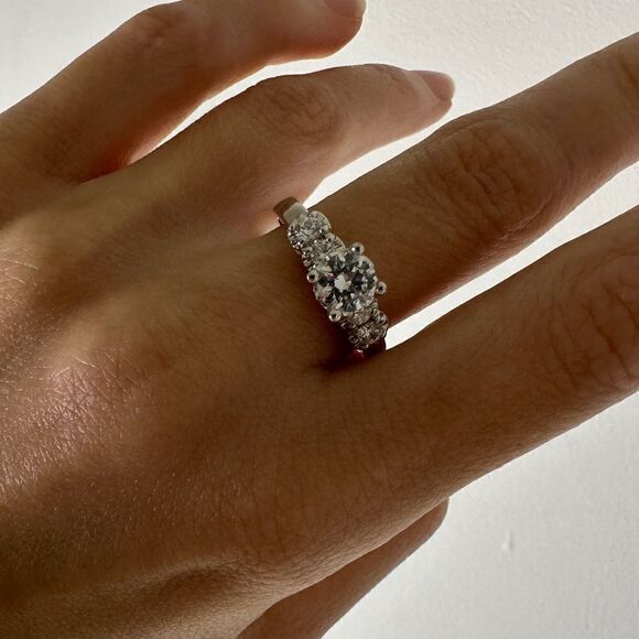 Vintage 14k White Gold Sparkling CZ Ring